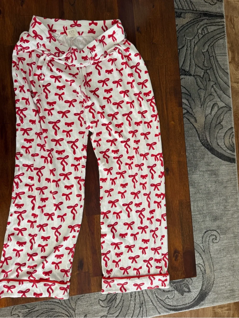 SIIX Collection Red Bows Organic Cotton Pointelle Pajama Lounge Set Size S